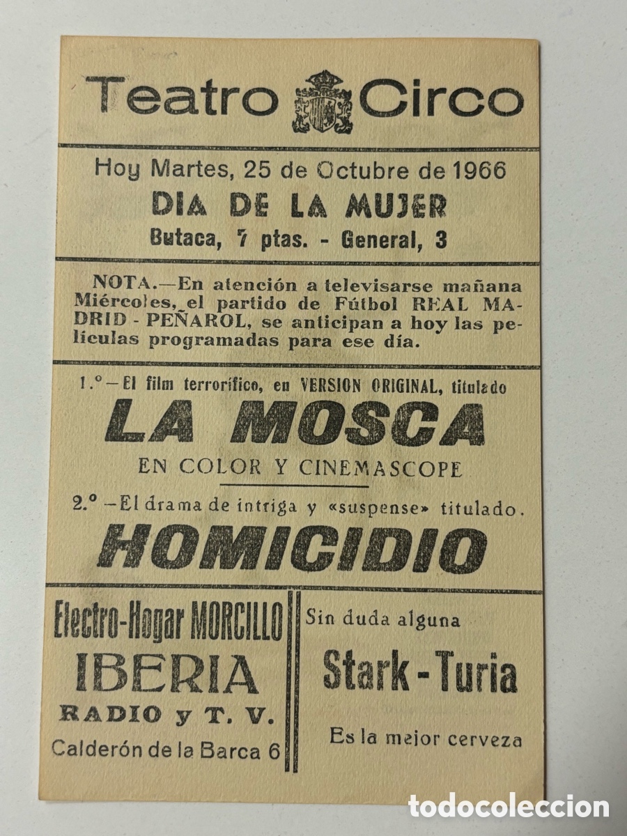 Cine: Programa la mosca Vincent price con publicidad teatro circo A14 - Foto 2
