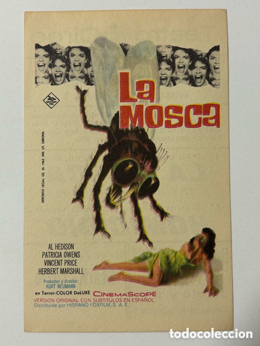 Cine: Programa la mosca Vincent price con publicidad teatro circo A14 - Foto 1