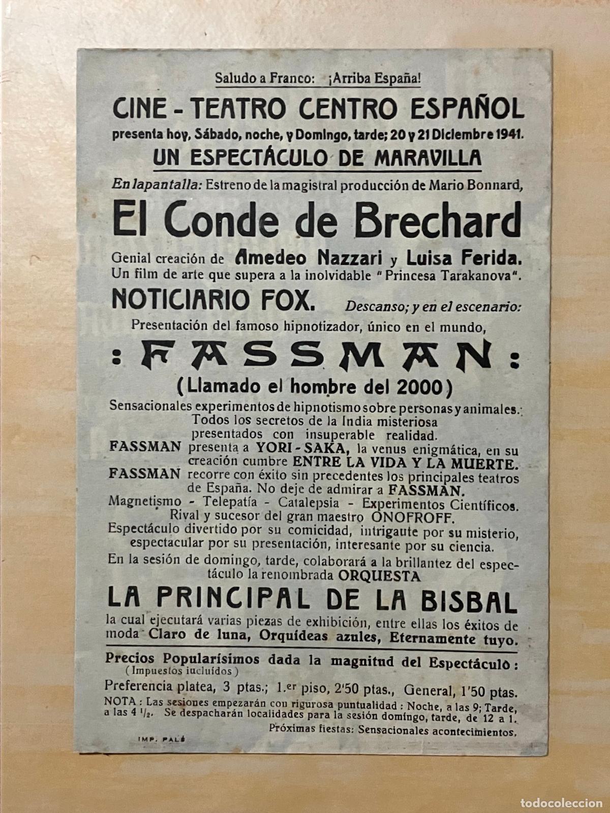 Cine: El Conde de Brechard - Programa de cine doble - C/P 1941 - Foto 3