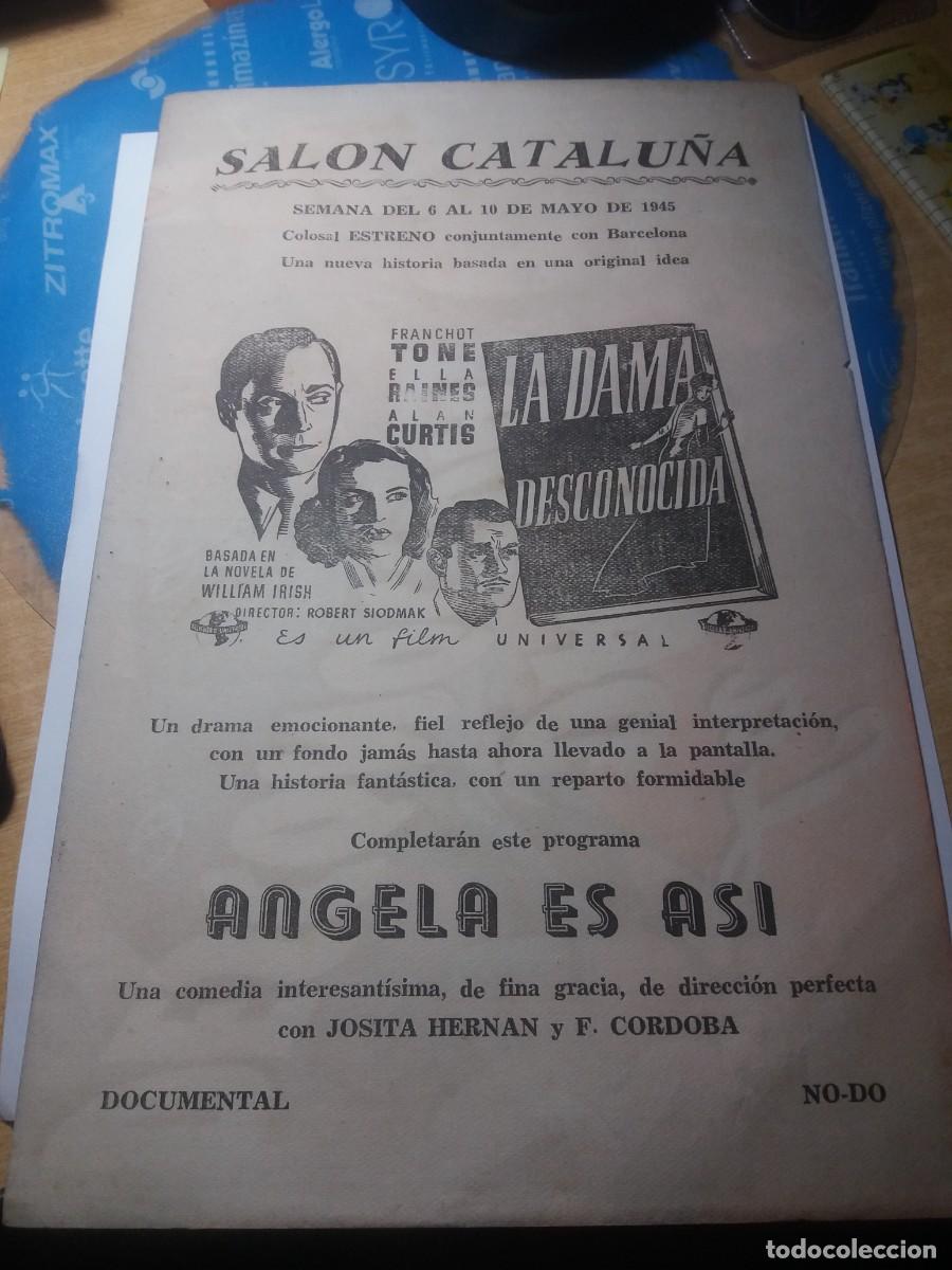 Cine: Cine Programa LA DAMA DESCONOCIDA 6-10 Mayo 1945 - Foto 2