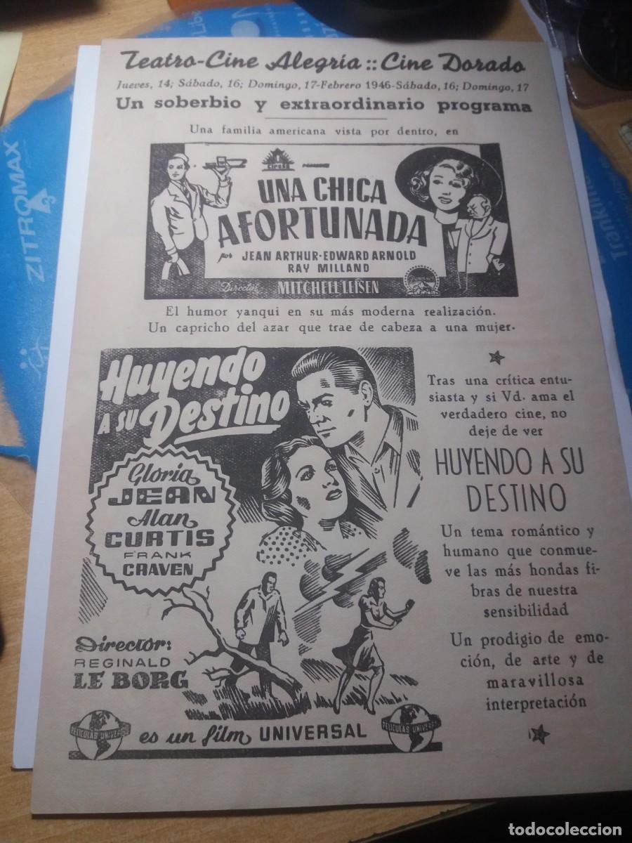 Cine: Cine Programa HUYENDO A SU DESTINO A&ntilde;o 1946 - Foto 2