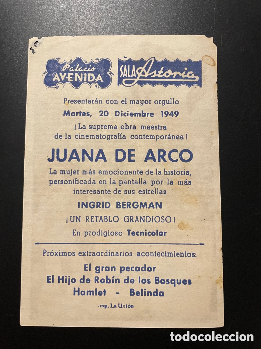Cine: Programa de mano. Juana de Arco. &Iacute;ngrid Bermann. - Foto 2