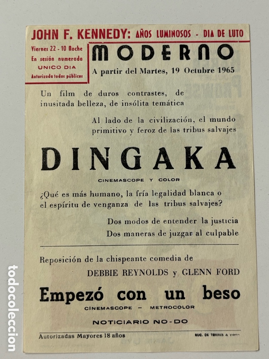 Cine: Programa Dingaka Stanley baker con publicidad cine moderno A15 - Foto 2