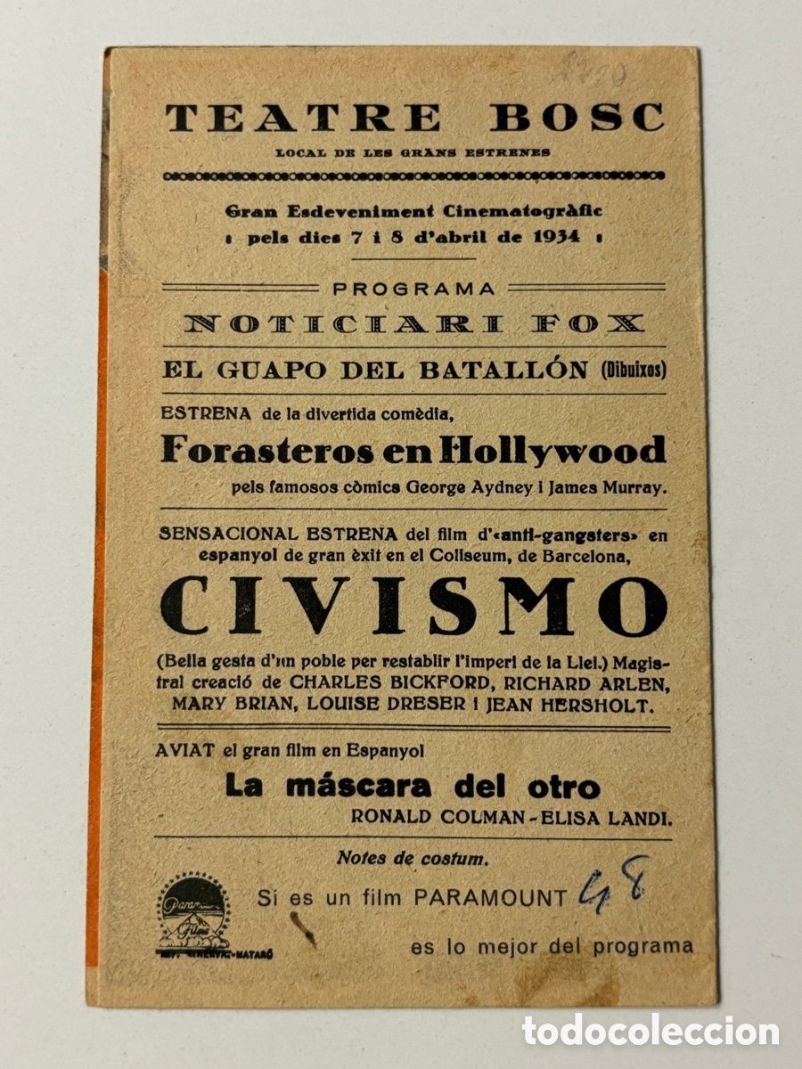 Cine: Programa civismo Charles bickford con publicidad teatre bosc A15 - Foto 3