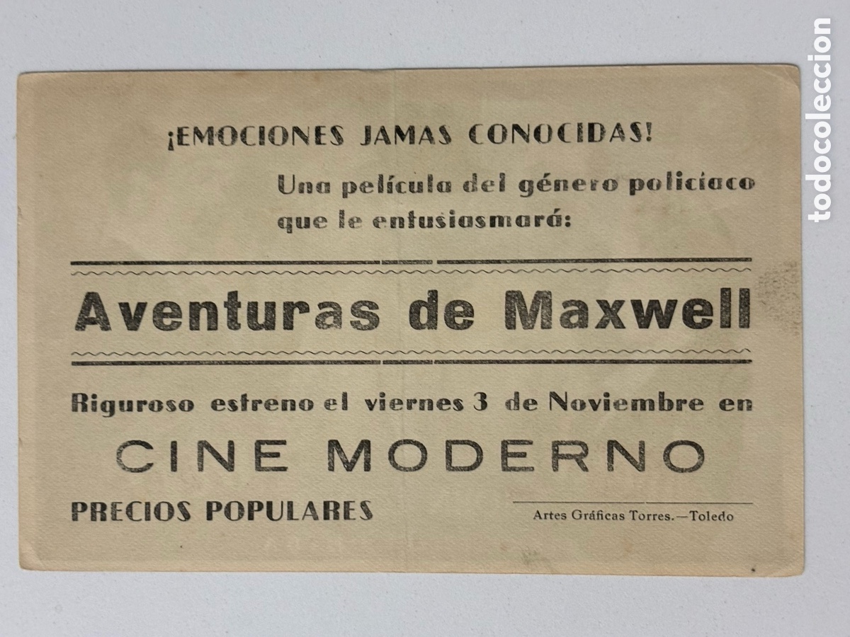 Cine: Programa aventuras de Maxwell john loder con publicidad cine moderno Toledo A15 - Foto 2