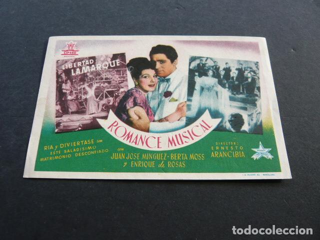 Cine: ROMANCE MUSICAL PROGRAMA DE MANO SIN PUBLICIDAD - Foto 1