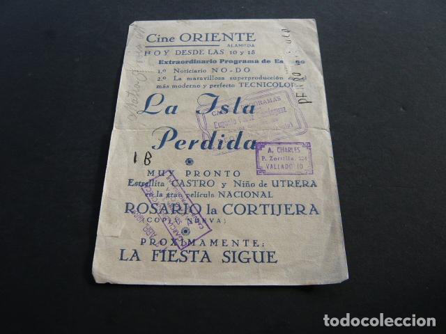 Cine: LA ISLA PERDIDA PROGRAMA DE MANO CON PUBLICIDAD CINE ORIENTE MORON SEVILLA - Foto 2