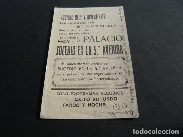 Cine: SUCEDIO EN LA 5&ordf; AVENIDA PROGRAMA DE MANO CON PUBLICIDAD CINE PALACIO - Foto 2