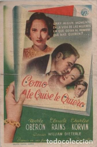 Cine: PROGRAMA DE CINE: COMO TE QUISE TE QUIERO PC-10447 - Foto 1