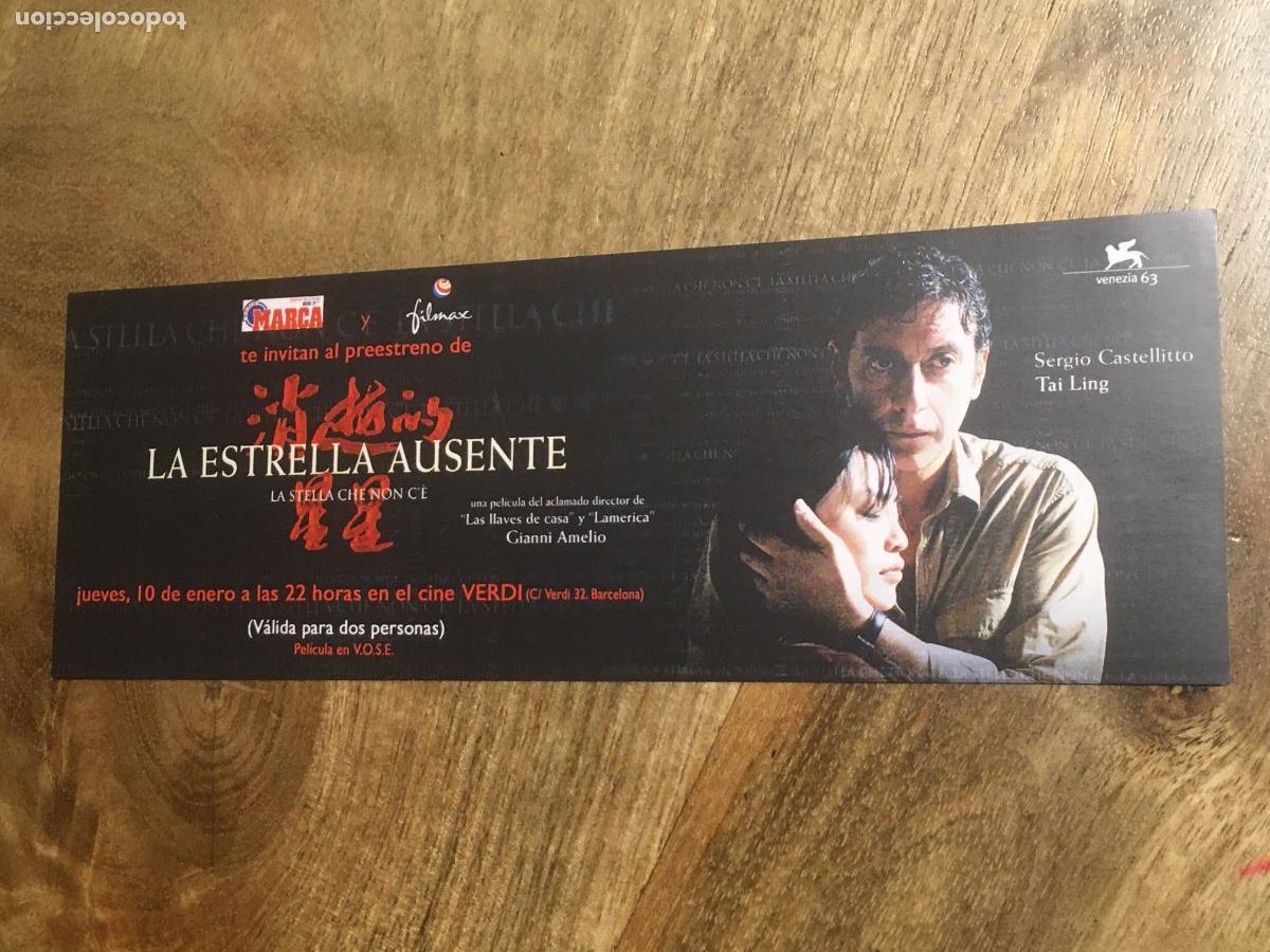 Cine: la estrella ausente - folleto mano invitacion preestreno - sergio castellitto ling tai gianni amelio