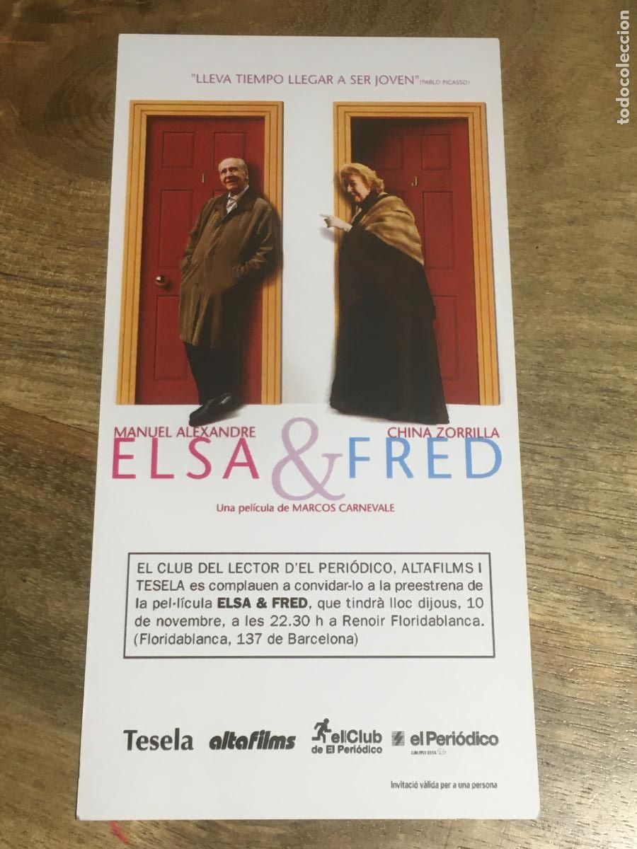 Cine: elsa y fred folleto de mano invitacion al estreno de la pelicula