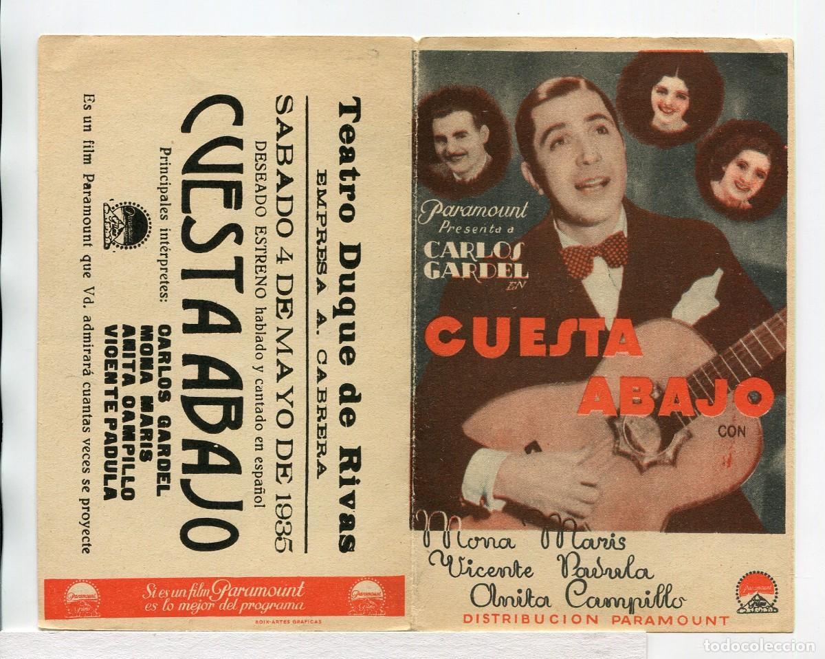 Cine: CUESTA ABAJO, con Carlos Gardel. - Foto 1