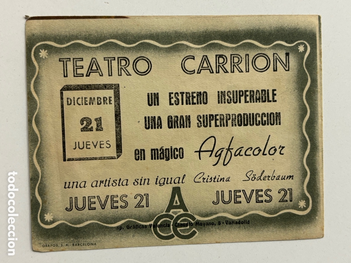 Cine: Programa el lago de mis sue&ntilde;os Cristina S&ouml;derbaum con publicidad teatro Carri&oacute;n Valladolid A16 - Foto 3