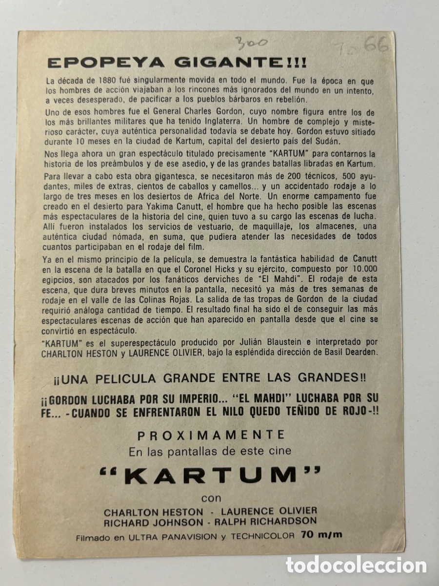 Cine: Programa Kartum Charlton heston con publicidad A16 - Foto 2