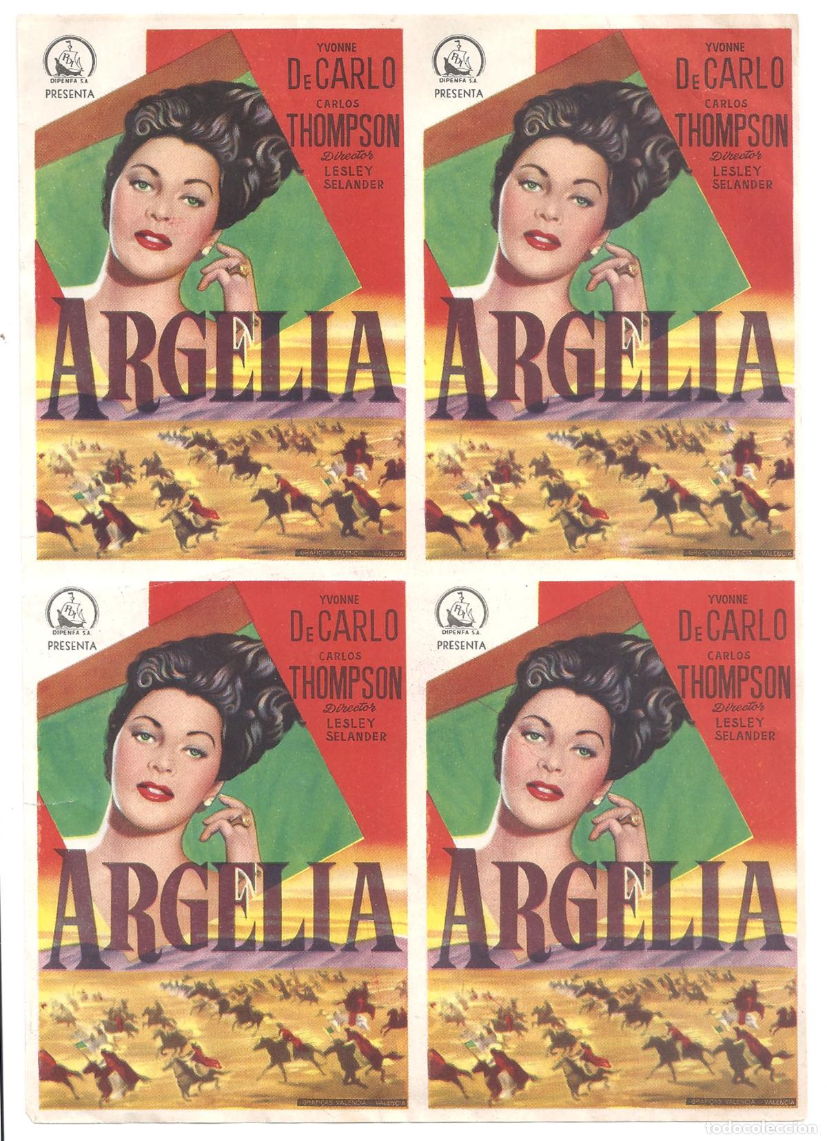 Cine: PTCC 813 ARGELIA 4 PROGRAMAS HOJA DIPENFA YVONNE DeCARLO - Foto 1