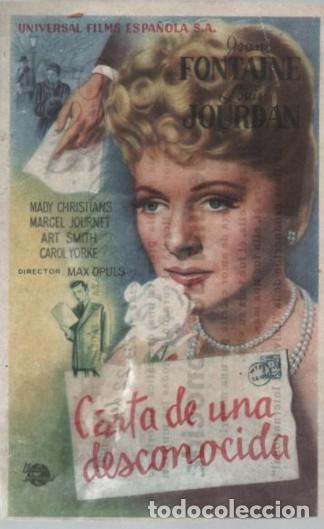 Cine: PROGRAMA DE CINE: CARTA DE UNA DESCONOCIDA PC-10609 - Foto 1