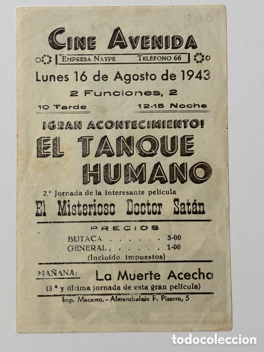 Cine: Programa el tanque humano con publicidad cine avenida Almendralejo A1 - Foto 2