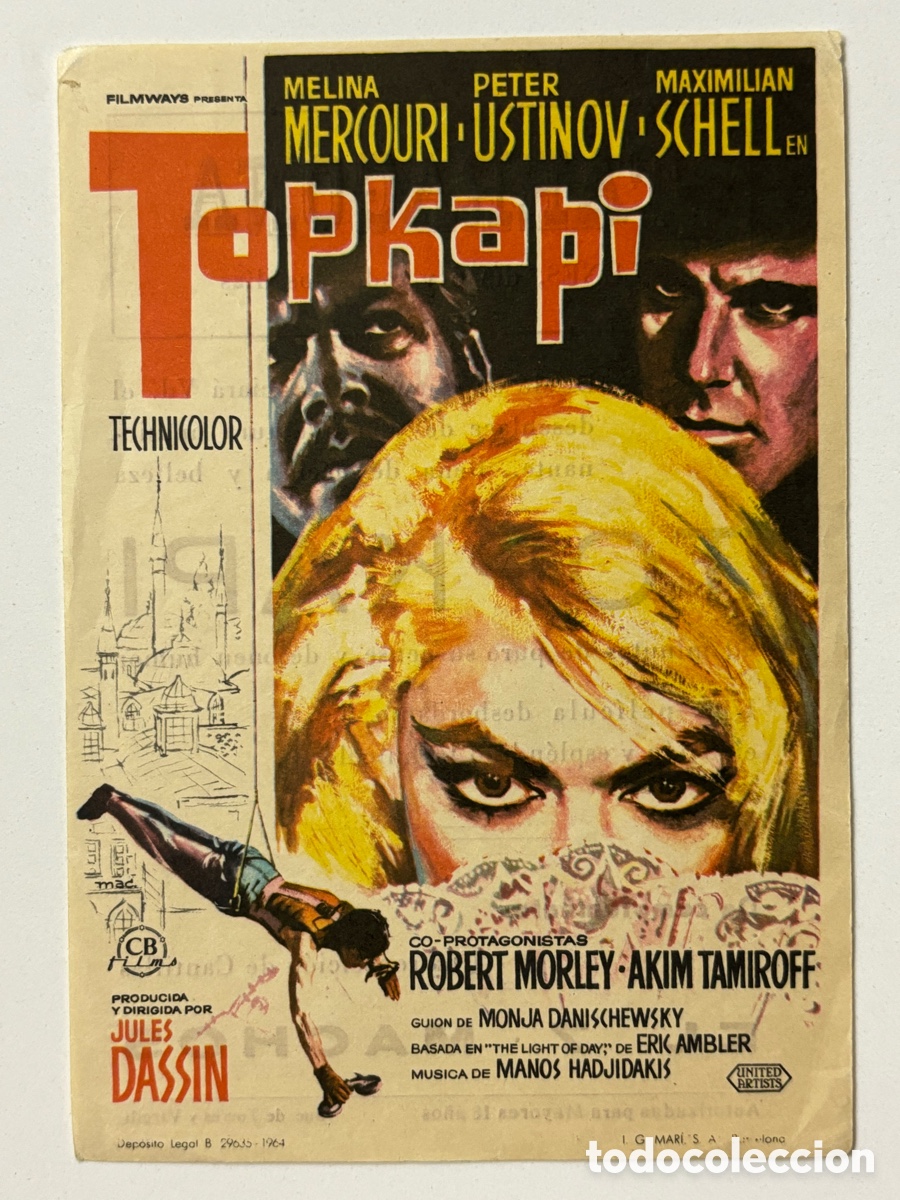 Cine: Programa Topkapi Melina Mercouri con publicidad cine Tarragona A11 - Foto 1