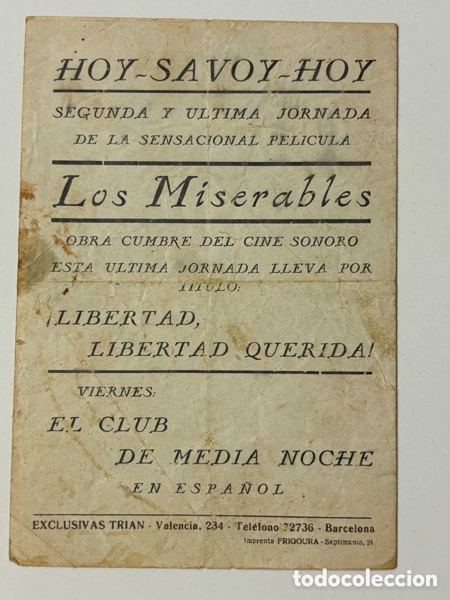 Cine: Programa los miserables Harry baur con publicidad cine savoy A17 - Foto 3