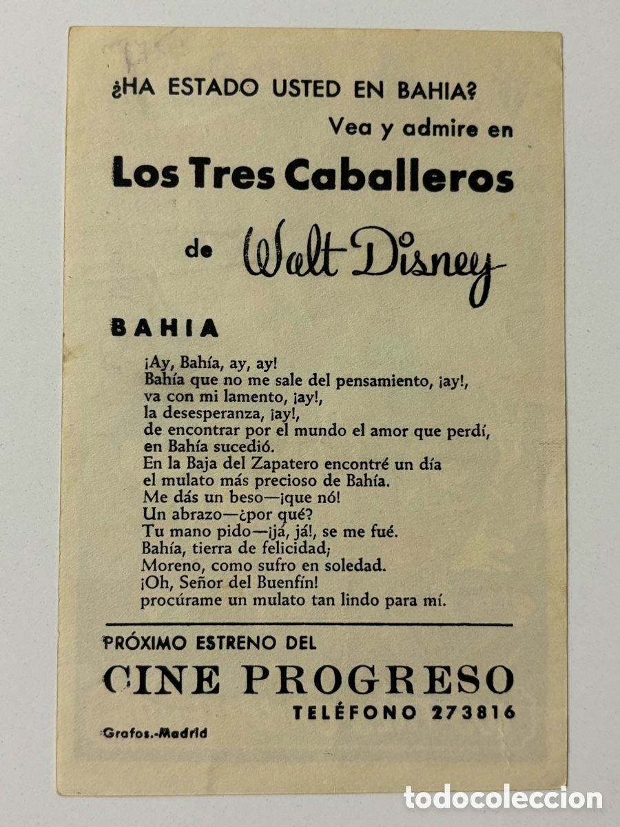 Cine: Programa walt Disney los tres caballeros con publicidad cine progreso A17 - Foto 2