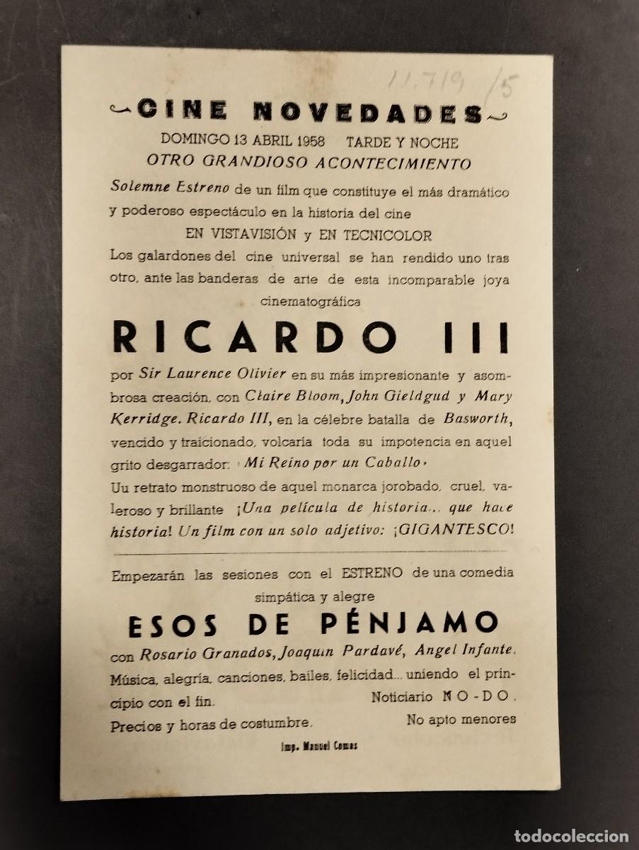 Cine: PROGRAMA DE CINE SENCILLO &rdquo;RICARDO III&rdquo; CON PUBLICIDAD. - Foto 2