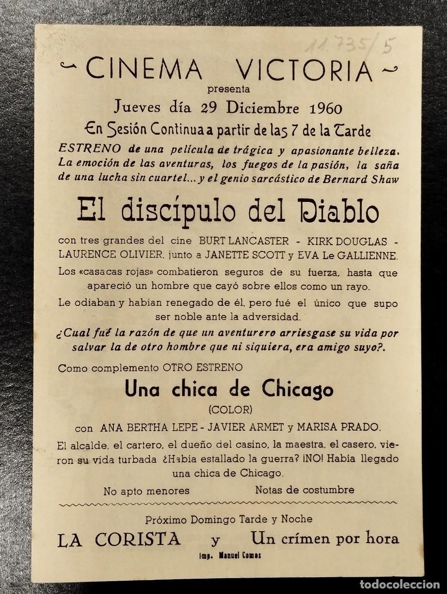 Cine: PROGRAMA DE CINE &rdquo;EL DISC&Iacute;PULO DEL DIABLO&rdquo;. CON PUBLICIDAD. - Foto 2