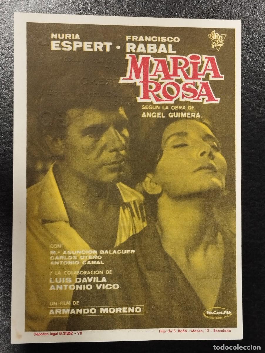 Cine: PROGRAMA DE CINE &rdquo;MARIA ROSA&rdquo;. CON PUBLICIDAD. - Foto 1