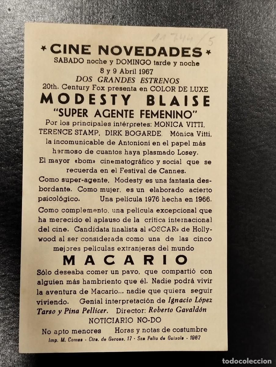 Cine: PROGRAMA DE CINE &rdquo;MODESTIA BLAISE&rdquo;. CON PUBLICIDAD. - Foto 2
