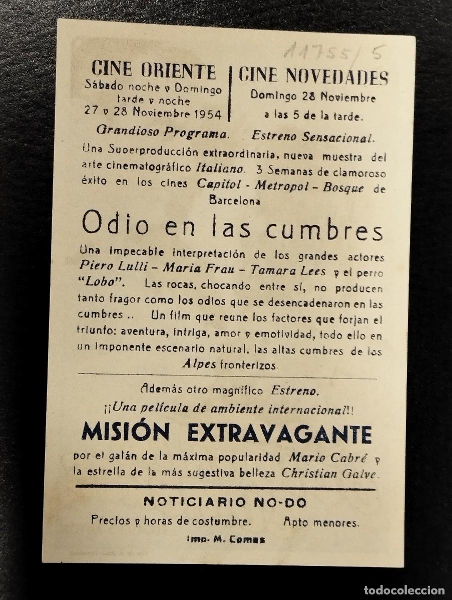 Cine: PROGRAMA DE CINE &rdquo;ODIO EN LAS CUMBRES&rdquo;. CON PUBLICIDAD. - Foto 2