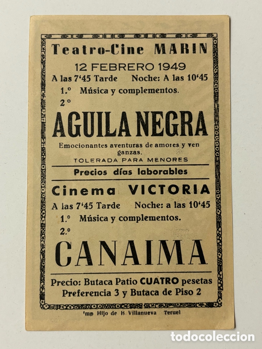 Cine: Programa Canaima Jorge negrete con publicidad cine Mar&iacute;n Teruel A18 - Foto 2