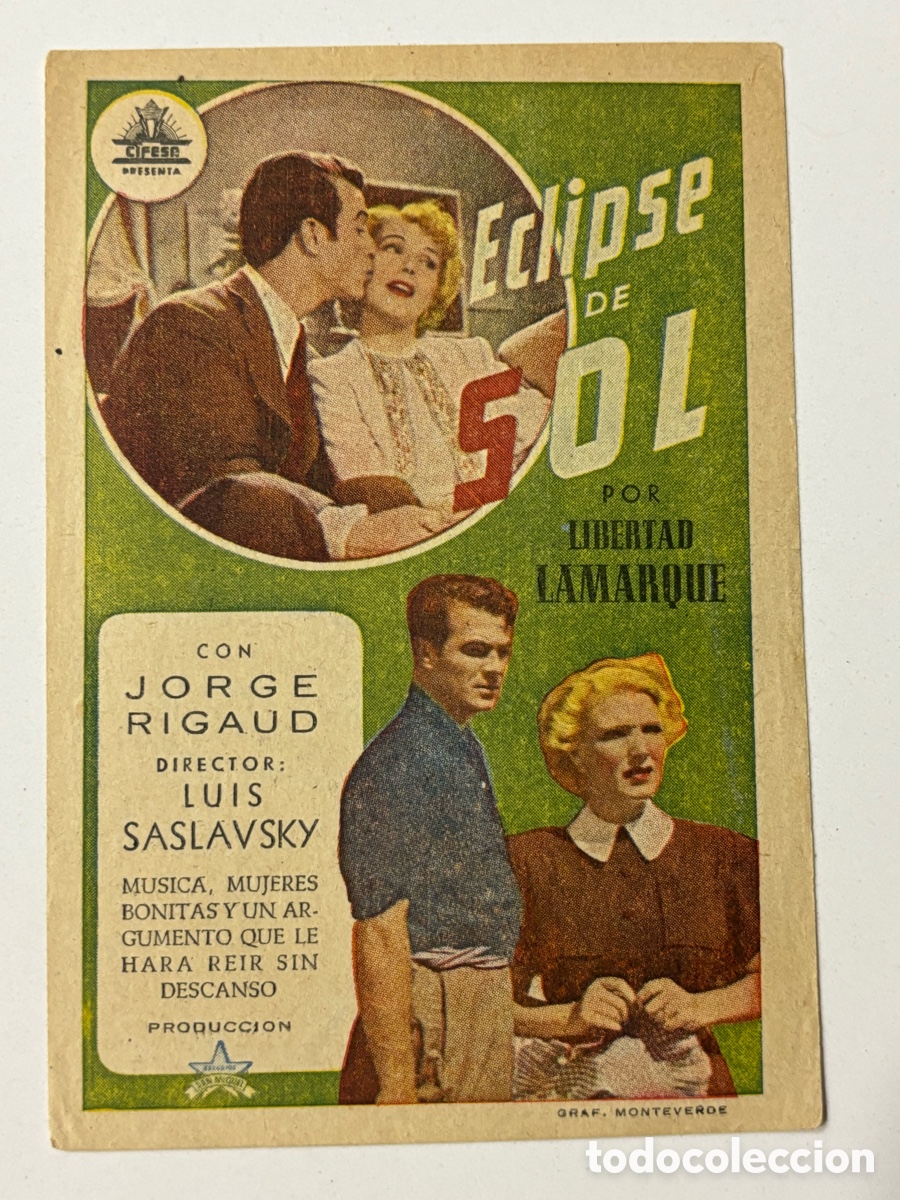 Cine: Programa eclipse de sol libertad lamarque con publicidad cine capitol Santiago de Compostela A18 - Foto 1