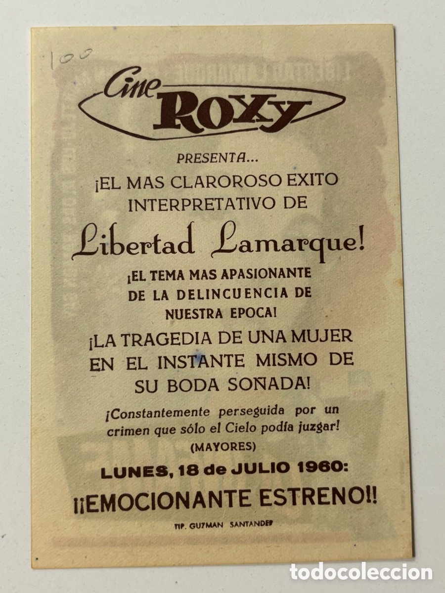 Cine: Programa la infame libertad lamarque con publicidad cine Roxy Santander A18 - Foto 2