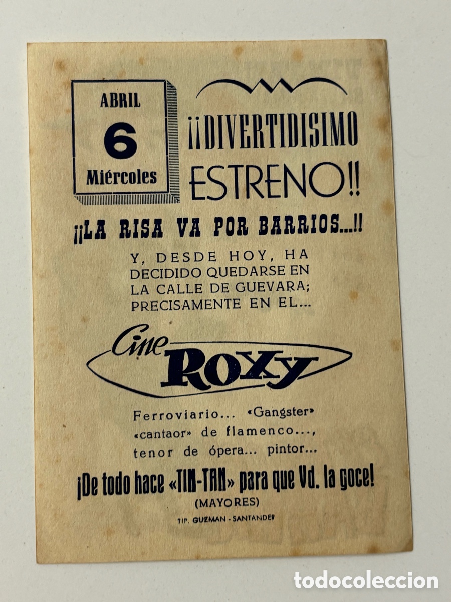 Cine: Programa el rey del barrio Tin Tan con publicidad cine Roxy Santander A18 - Foto 2