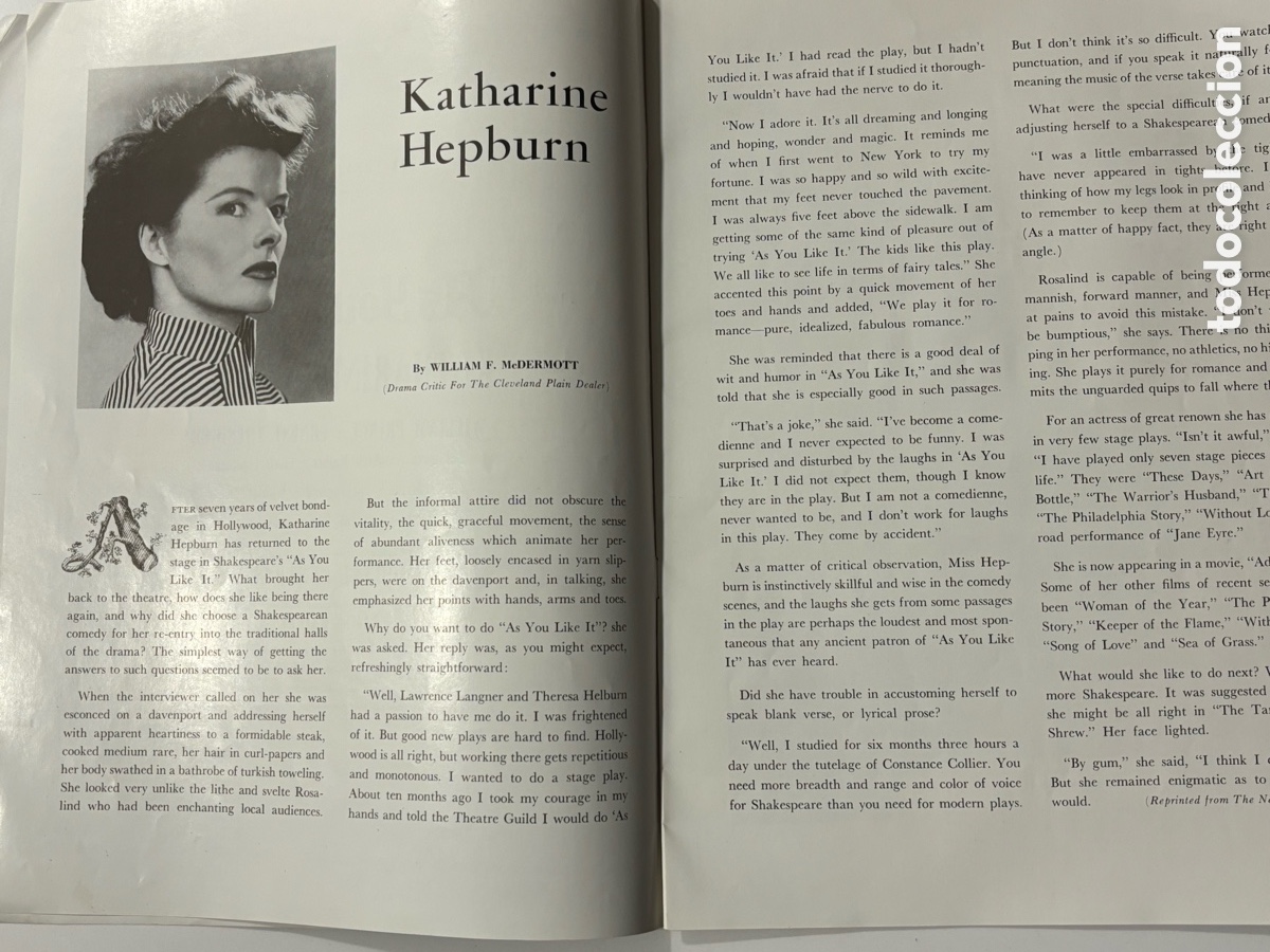 Cine: Programa original americano de teatro katherine Hepburn William Shakespeare - Foto 3