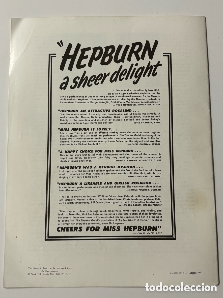 Cine: Programa original americano de teatro katherine Hepburn William Shakespeare - Foto 9
