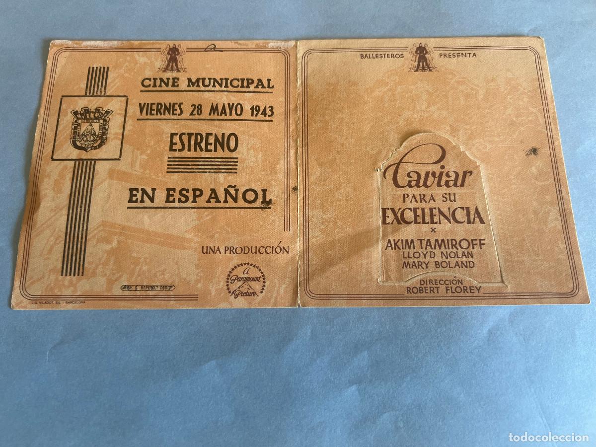 Cine: CAVIAR PARA SU EXCELENCIA. Programa troquelado doble 1943. - Foto 1