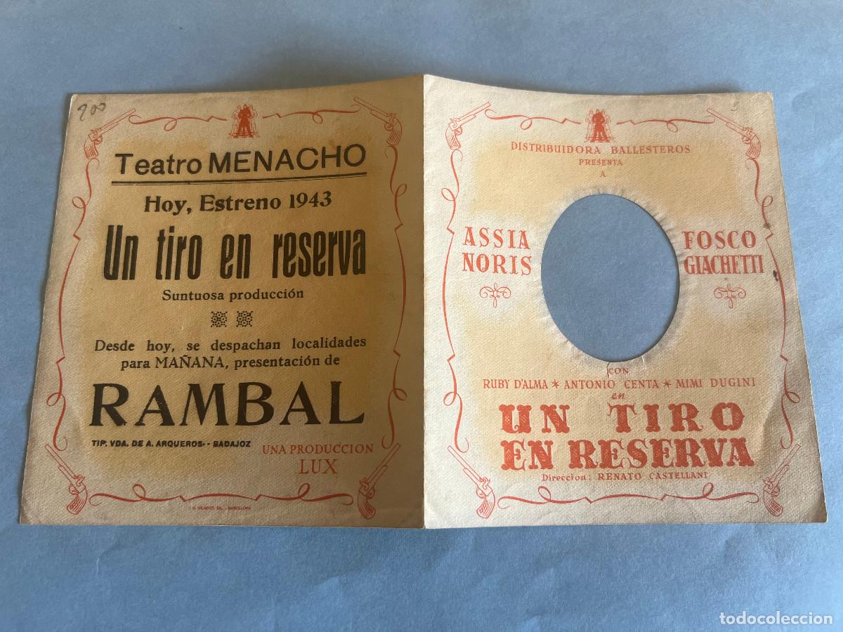Cine: UN TIRO EN RESERVA. Programa troquelado doble 1943. - Foto 3