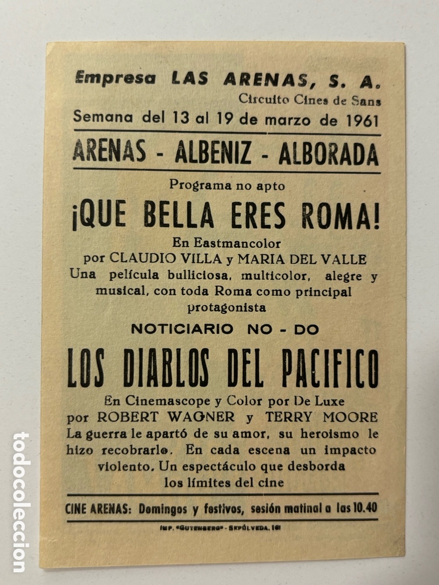 Cine: Programa que bella eres Roma Claudio Villa con publicidad cines de sans A18 - Foto 2