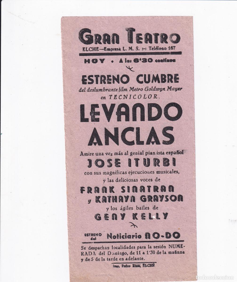 Cine: PROGRAMA DE CINE LOCAL. GRAN TEATRO. ELCHE.- Levando Anclas. Frank Sinatran. - Foto 1