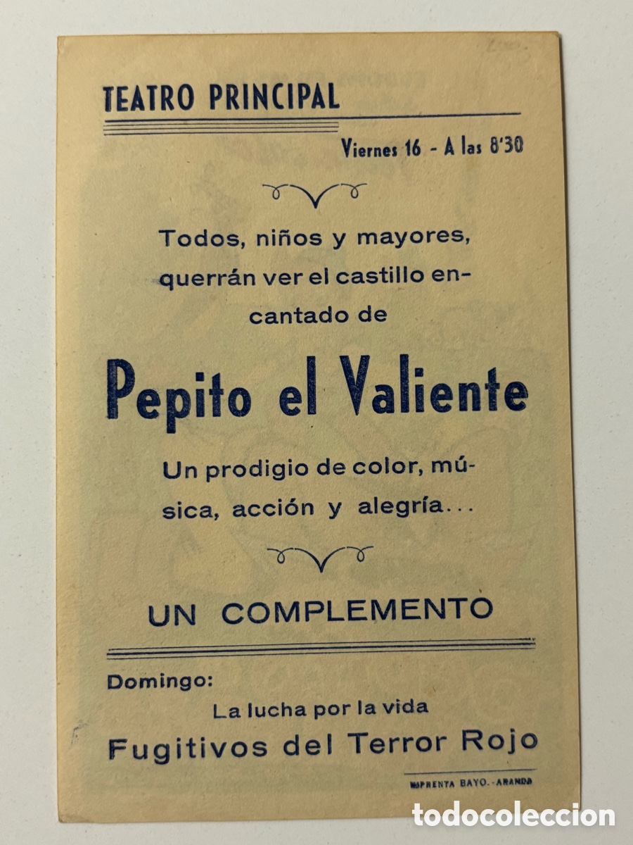 Cine: Programa pepito el valiente con publicidad teatro principal Aranda A17 - Foto 2