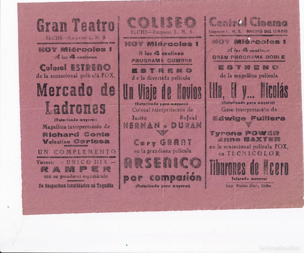Cine: PROGRAMA DE CINE LOCAL.- GRAN TEATRO / COLISEO / CENTRAL CINEMA. ELCHE. - Foto 1