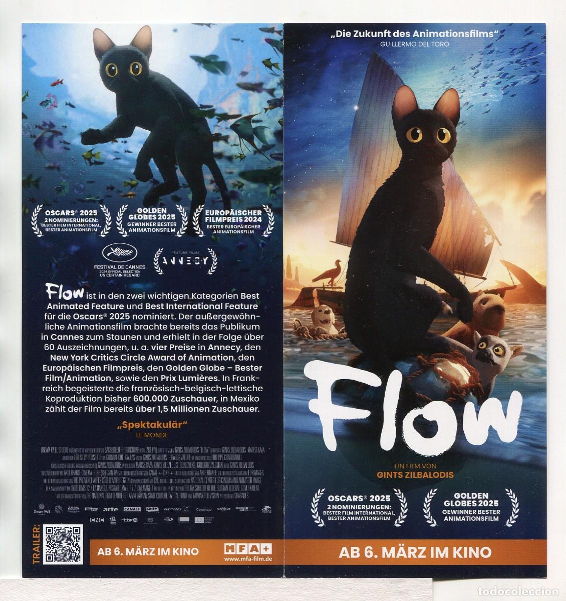 Cine: FLOW, con Gints Zilbalodis. 10 X 21 cms. PROGRAMA ALEM&Aacute;N. - Foto 1