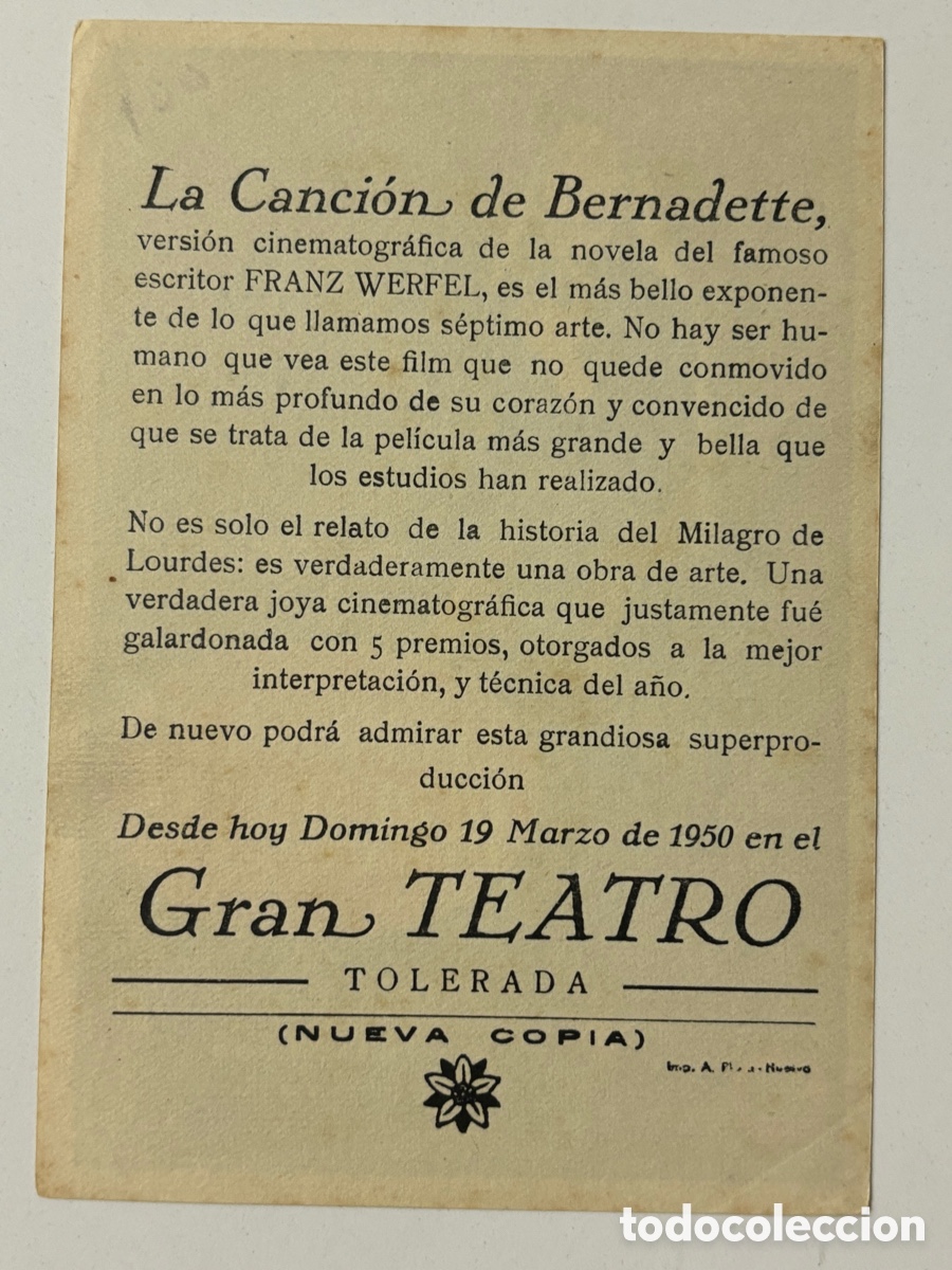 Cine: Programa jennifer Jones con publicidad gran teatro A19 - Foto 2