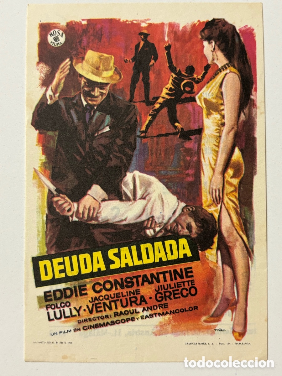 Cine: Programa deuda saldada Eddie constantine con publicidad cine capitol Malaga A19 - Foto 1