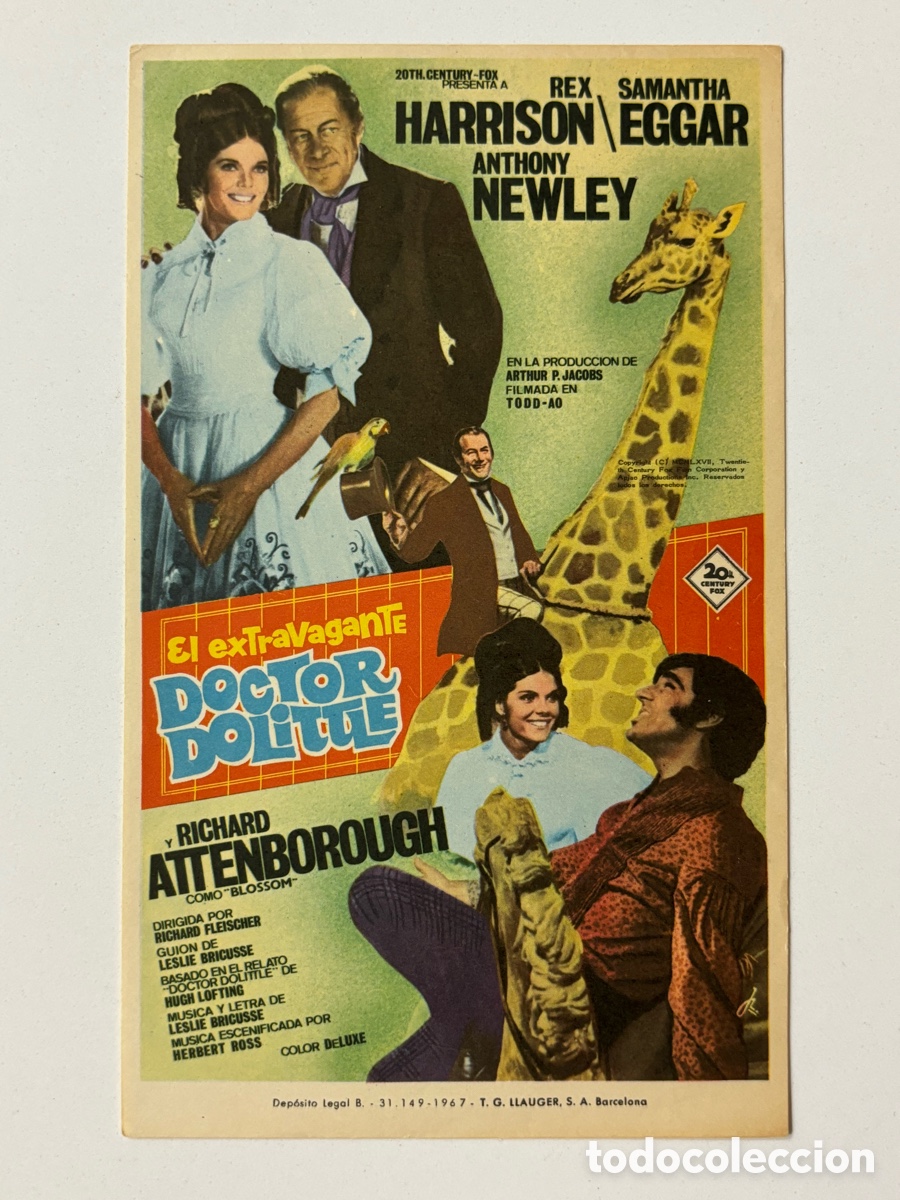 Cine: Programa el extravagante doctor dolittle Rex Harrison A19 - Foto 1