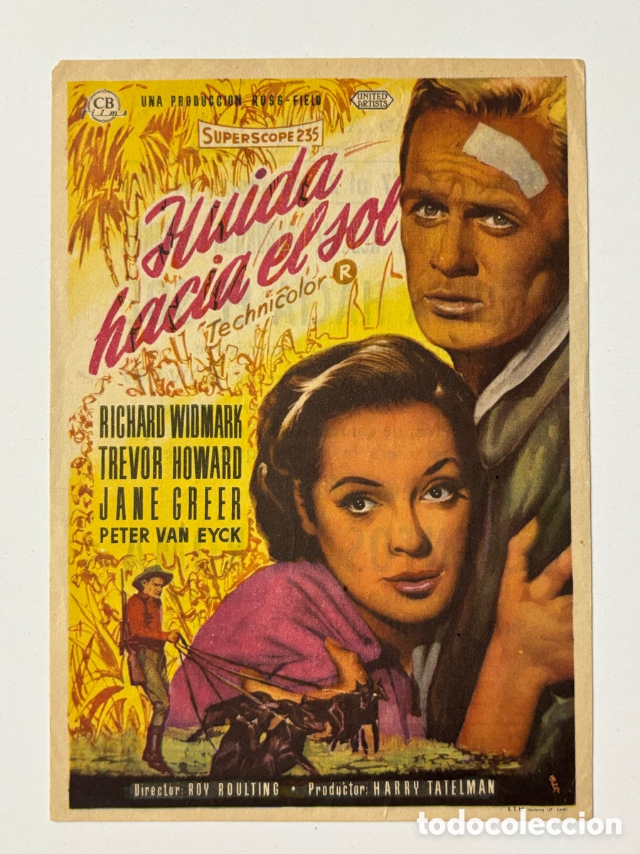 Cine: Programa huida hacia el sol Richard Widmark con publicidad cines de sans A19 - Foto 1