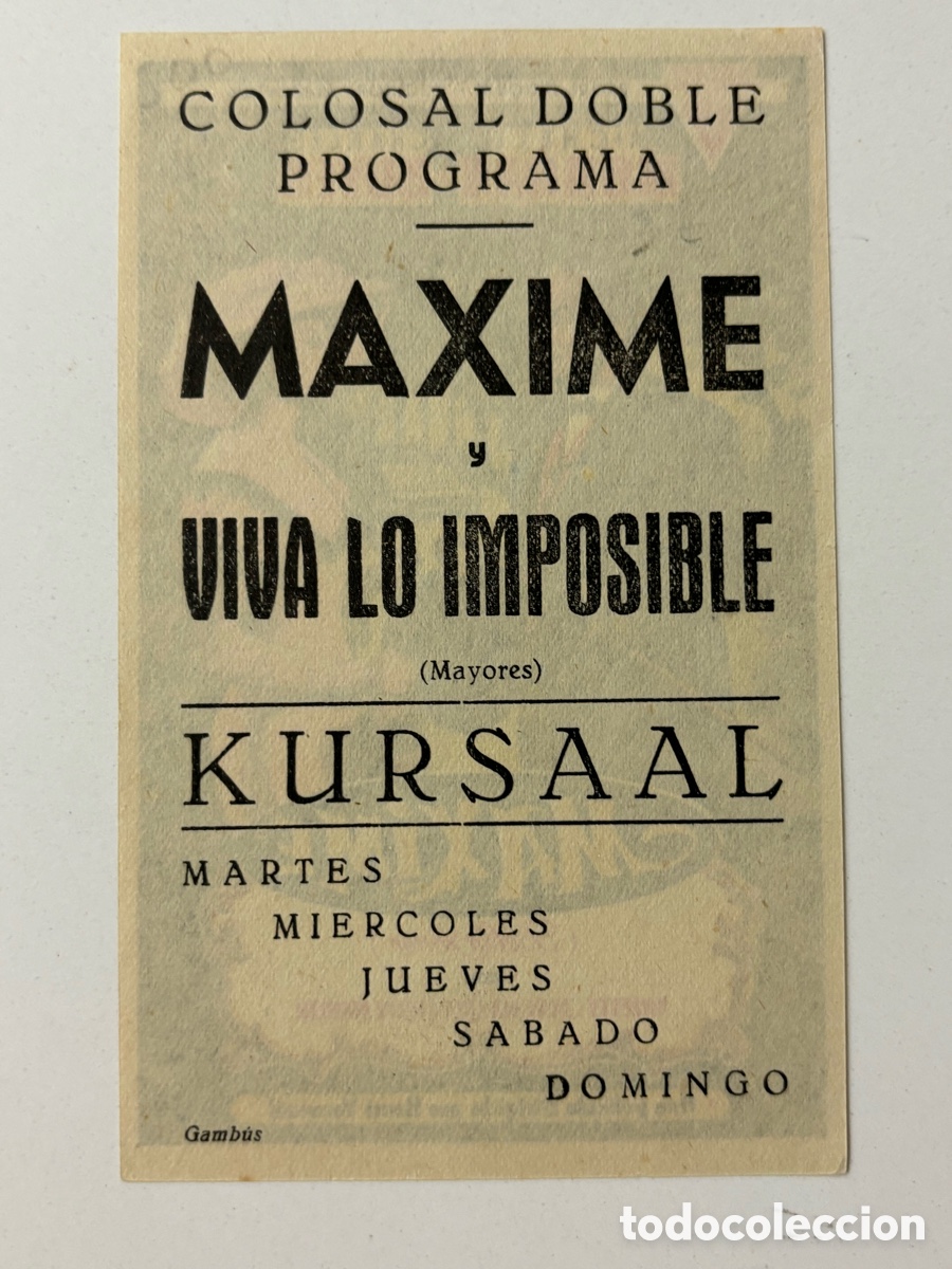 Cine: Programa maxime michele morgan con publicidad cine Kursaal A19 - Foto 2