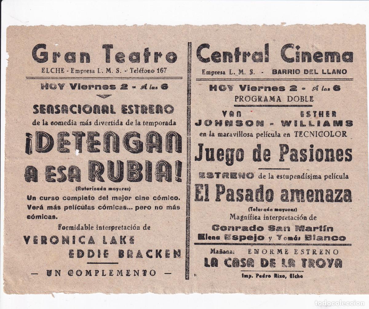 Cine: PROGRAMA DE CINE LOCAL.- GRAN TEATRO / CENTRAL CINEMA. ELCHE. - Foto 1