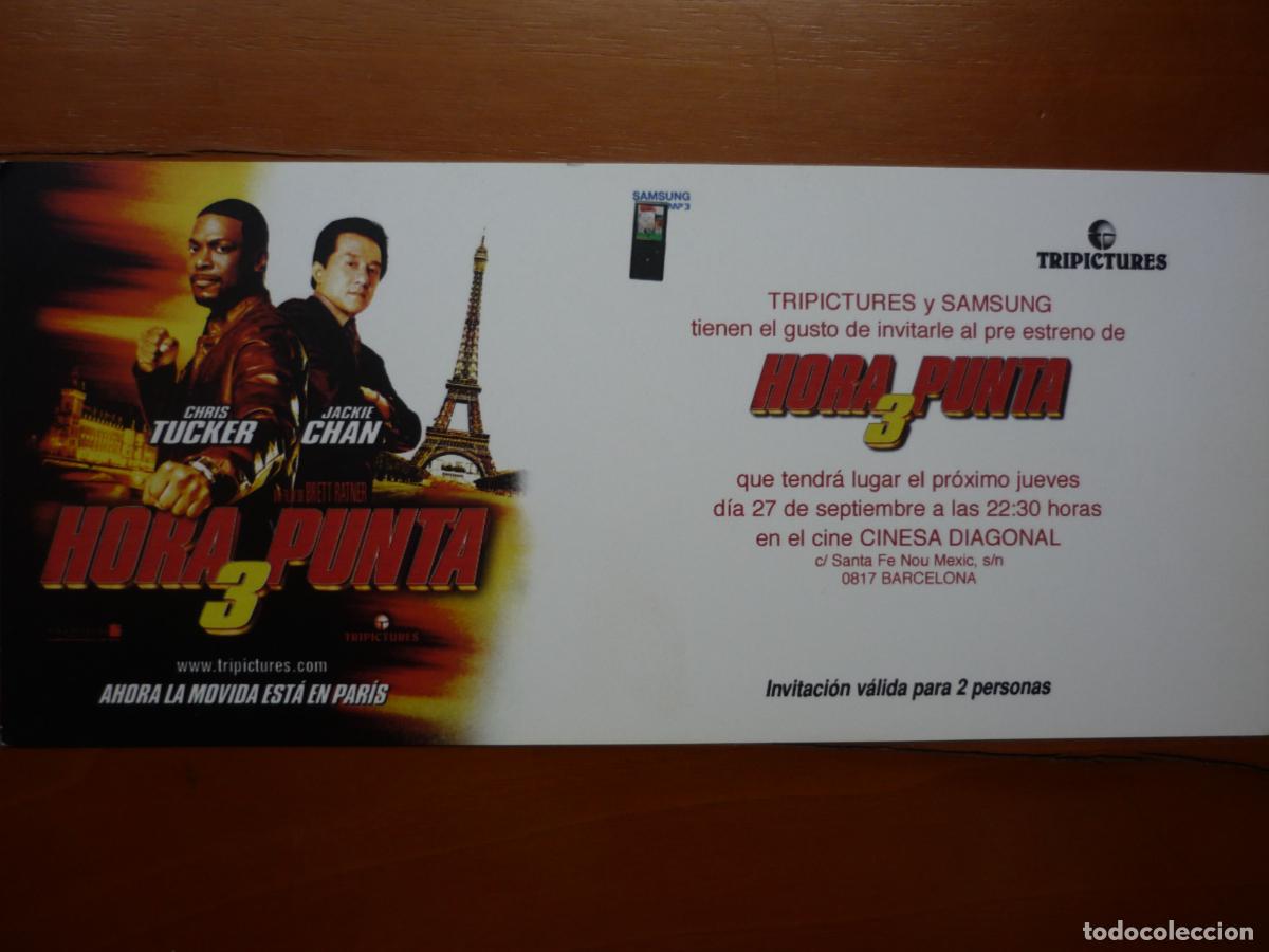 Cine: hora punta 3 - folleto mano invitacion preestreno - jackie chan chris tucker max von sydow