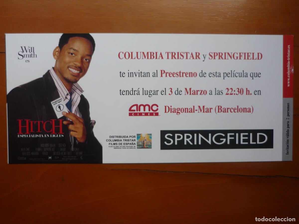 Cine: hitch especialista el ligues - folleto mano invitacion preestreno - will smith eva mendes